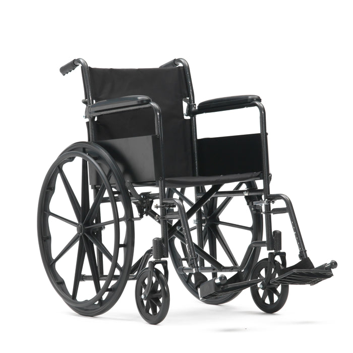 Drive DeVilbiss Silver Sport Steel Self-Propelled Wheelchair from Mobility 2You, a sturdy and reliable wheelchair designed for comfort, durability, and independent mobility.