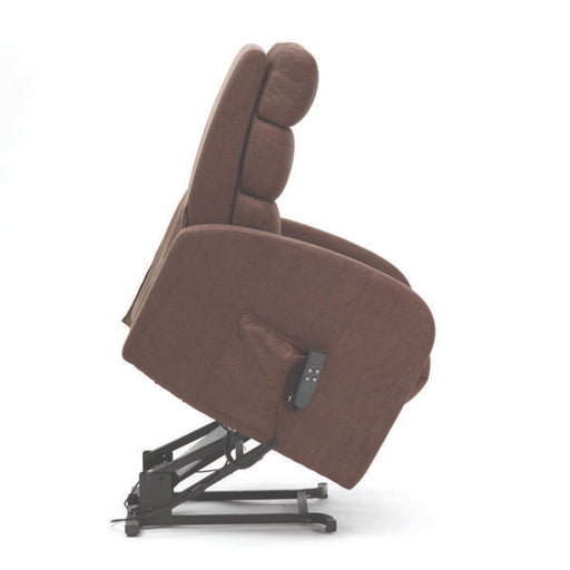 Single Motor Fabric Riser Recliner - Brown from DDH - Mobility 2 You.