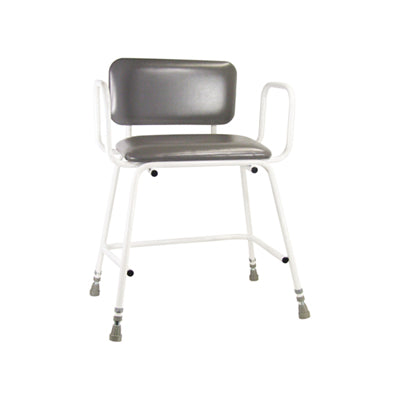 Bariatric Perching Stool With Arms And Padded Back
