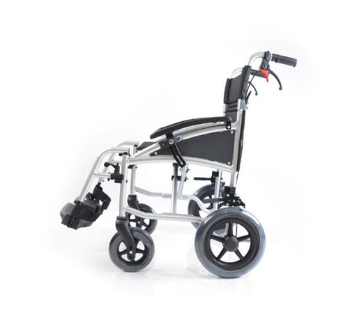 i-Lite Plus Aluminium Transit Wheelchair - Silver from Karma - Mobility 2 You.