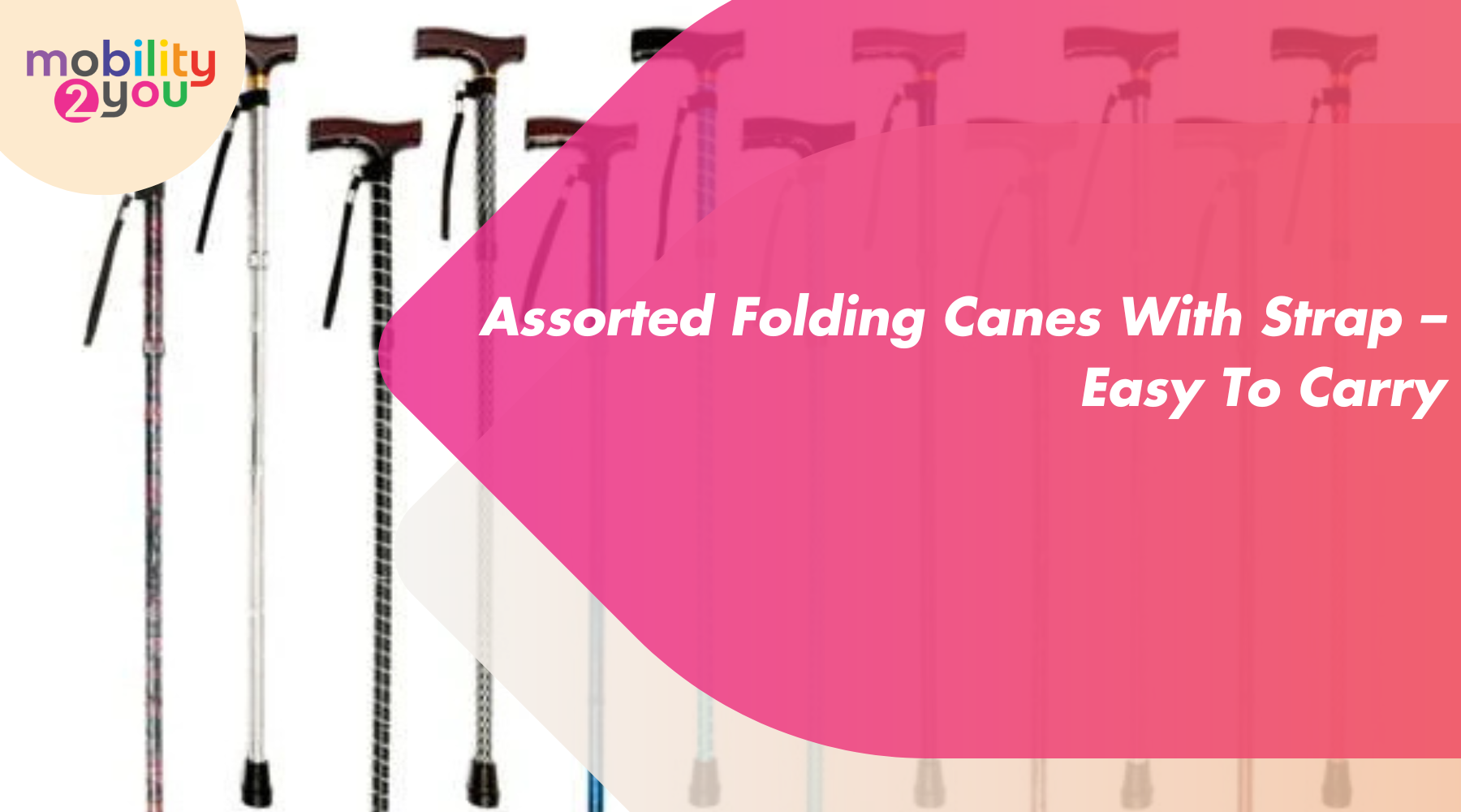 Assorted folding canes with strap – lightweight, portable walking aids by Mobility 2You
