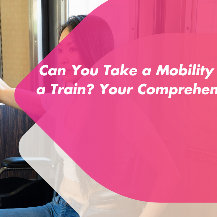 Person boarding a train with a mobility scooter at the platform – Mobility 2You