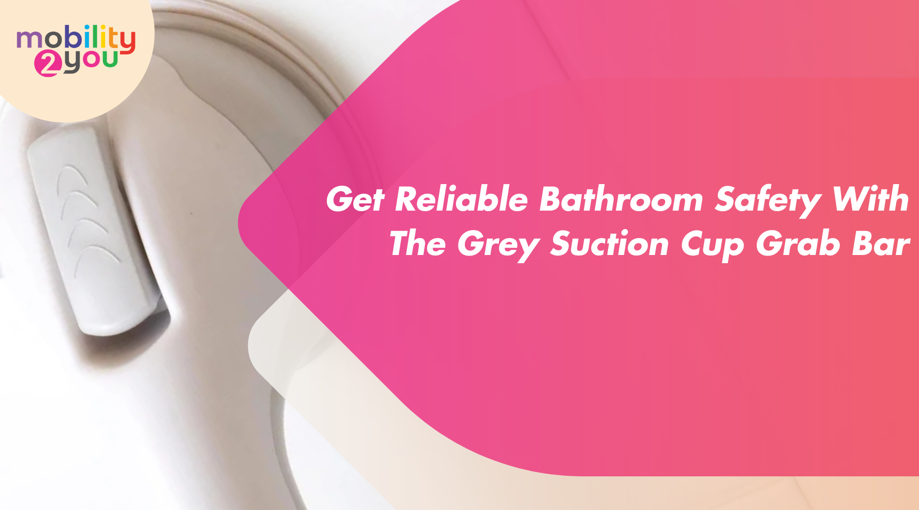 Grey suction cup grab bar for secure bathroom support – Mobility 2You