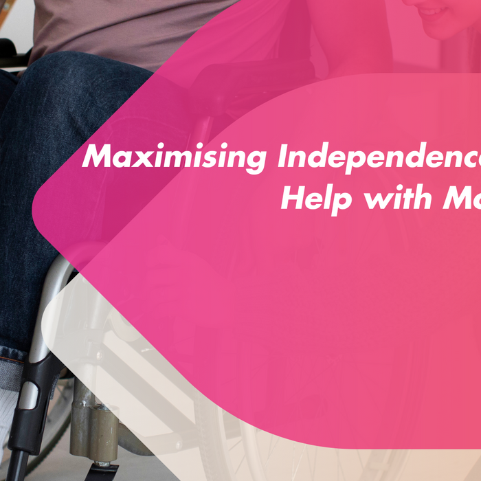 Senior woman using a walker outdoors with assistance, promoting independence – Mobility 2You