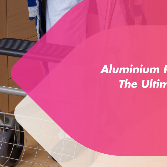 an aluminium rollator up close