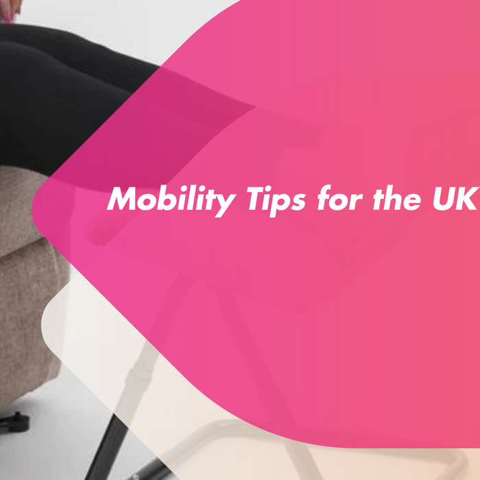 Image of a person walking on a sunny day, with text overlay 'Mobility Tips for the UK's Summer Months
