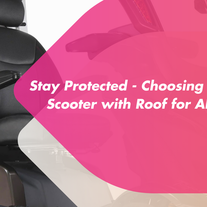 Mobility scooter with a protective roof, designed for all-weather comfort and convenience - Mobility 2You.