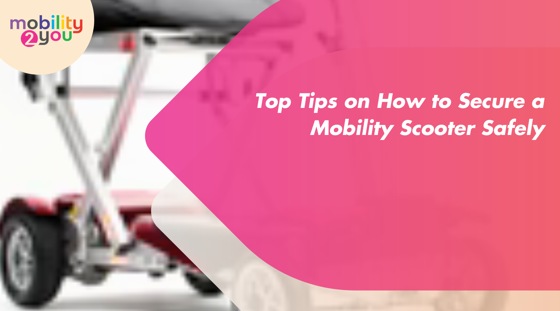 Illustration of a mobility scooter securely locked to a pole with a padlock, representing top tips on how to secure a mobility scooter safely.