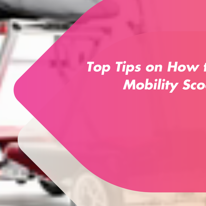 Illustration of a mobility scooter securely locked to a pole with a padlock, representing top tips on how to secure a mobility scooter safely.