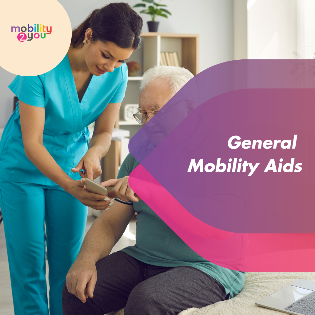 A man being assisted by one of the many general mobility aids on offer at Mobility2You.