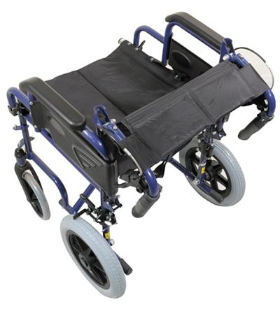 Deluxe Attendant Propelled Steel Wheelchair Blue from Mobility 2 You - Mobility 2 You.