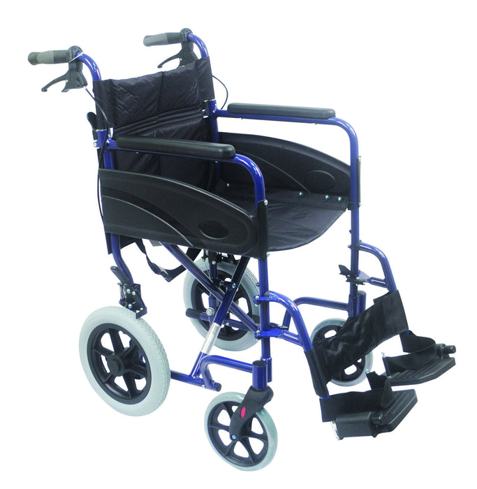 Aluminium Compact Transport Blue Wheelchair from Aidapt - Mobility 2 You.