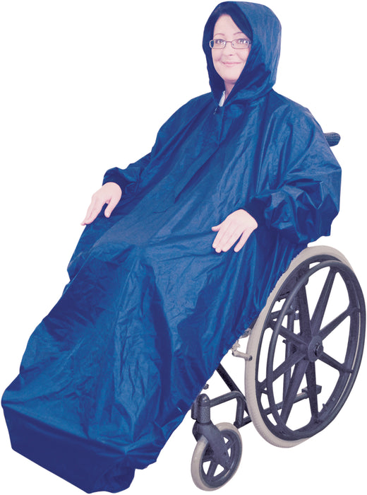 Fleece Lined Wheelchair Mac with Sleeves Blue from Mobility 2 You - Mobility 2 You.