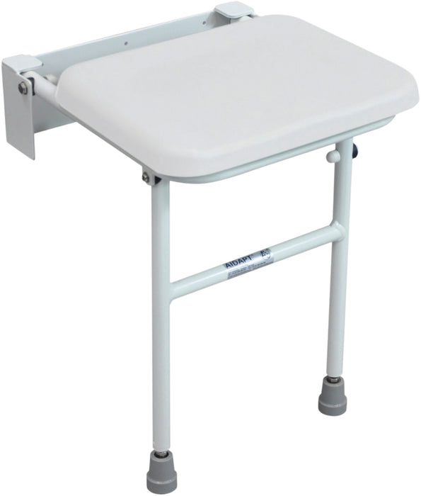 Solo Compact Padded Shower Seat with Leg – White from Mobility 2 You - Mobility 2 You.