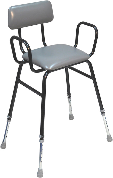 Black Perching Stool (Arms & Padded Back) 790x530x410 from Mobility 2 You - Mobility 2 You.