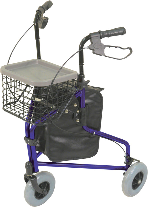 Lightweight Tri Walker with Bag and Basket – Blue from Mobility 2 You - Mobility 2 You.