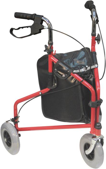 Three Wheeled Steel Walker Red from Mobility 2 You - Mobility 2 You.
