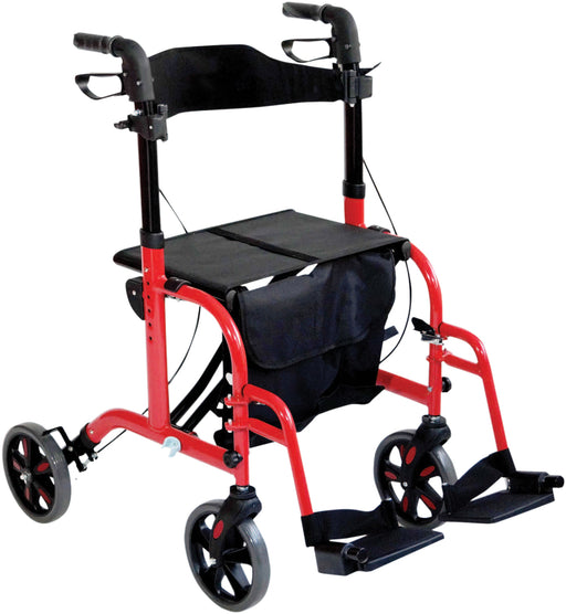 Duo Deluxe Red Rollator and Transit Chair in One from Mobility 2 You - Mobility 2 You.