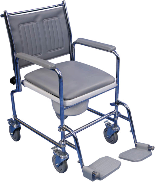 Lenham Height Adjustable Glideabout Mobile Commode from Mobility 2 You - Mobility 2 You.