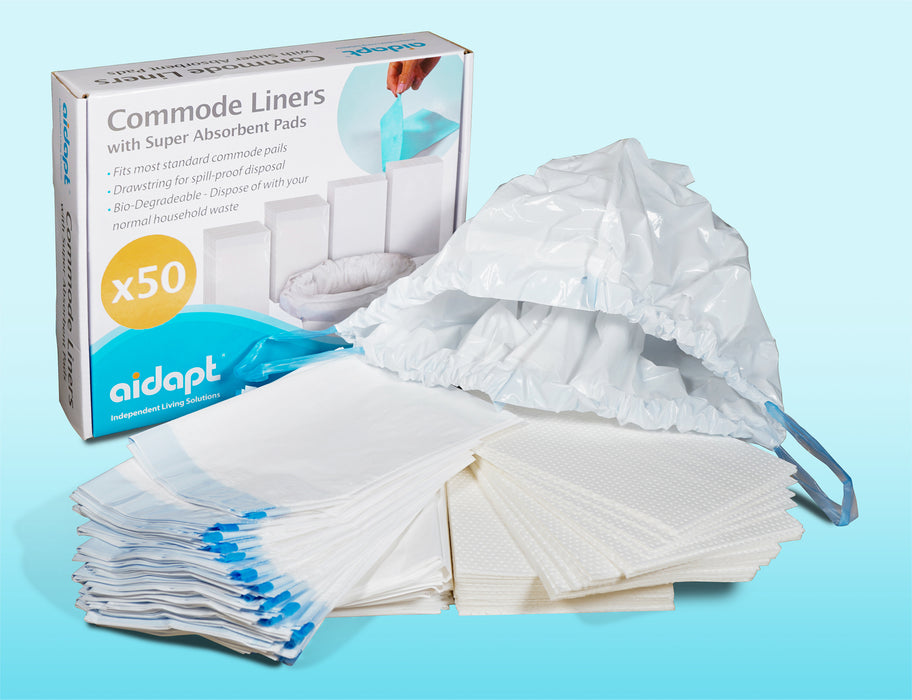 Commode Liners with Absorbent Pads - Box of 50 from Online Exclusive - Mobility 2 You.