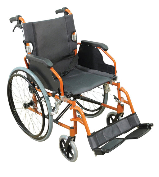 Deluxe Lightweight Self Propelled Aluminium Orange Wheelchair from Mobility 2 You - Mobility 2 You.
