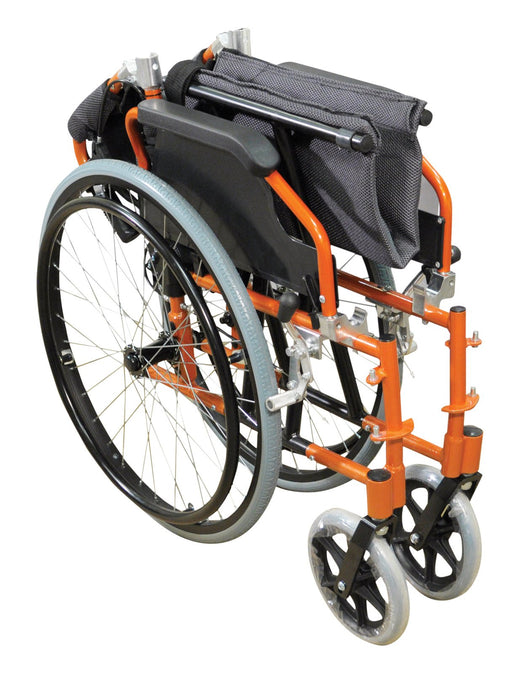 Deluxe Lightweight Self Propelled Aluminium Orange Wheelchair from Mobility 2 You - Mobility 2 You.