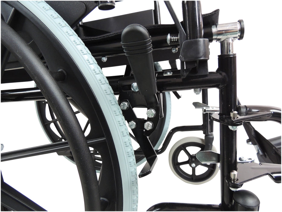 Self Propelled Steel Transit Black Chair from Mobility 2 You - Mobility 2 You.