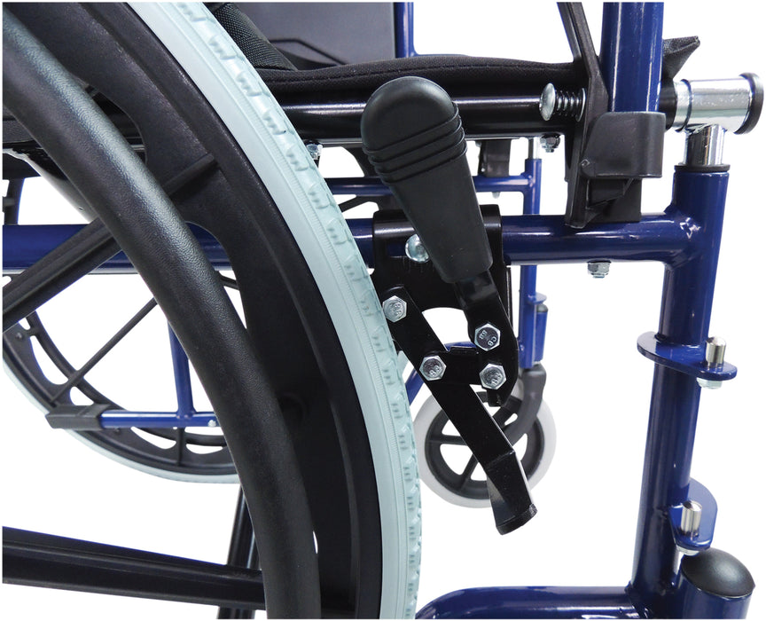 Self Propelled Steel Blue Transit Chair from Mobility 2 You - Mobility 2 You.
