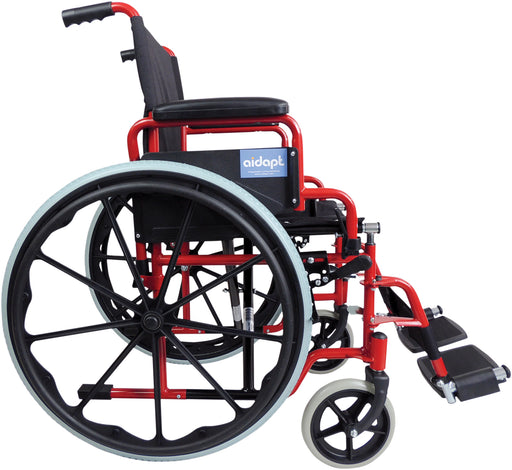 Self Propelled Steel Transit Chair Red from Mobility 2 You - Mobility 2 You.