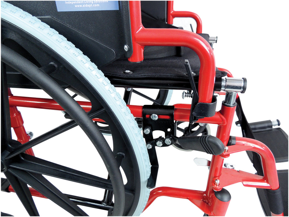 Self Propelled Steel Transit Chair Red from Mobility 2 You - Mobility 2 You.