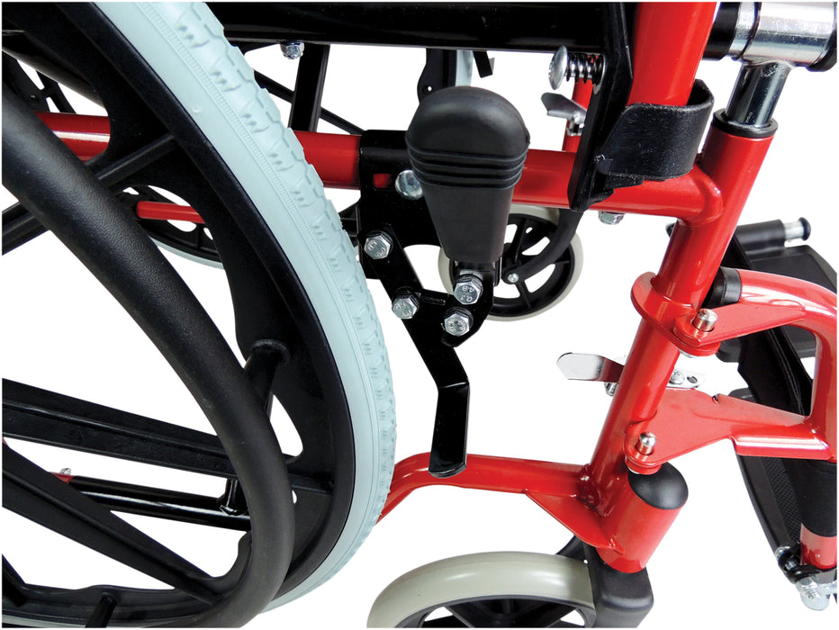 Self Propelled Steel Transit Chair Red from Mobility 2 You - Mobility 2 You.
