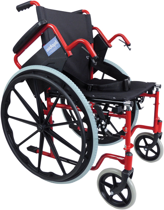 Self Propelled Steel Transit Chair Red from Mobility 2 You - Mobility 2 You.