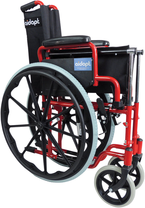 Self Propelled Steel Transit Chair Red from Mobility 2 You - Mobility 2 You.