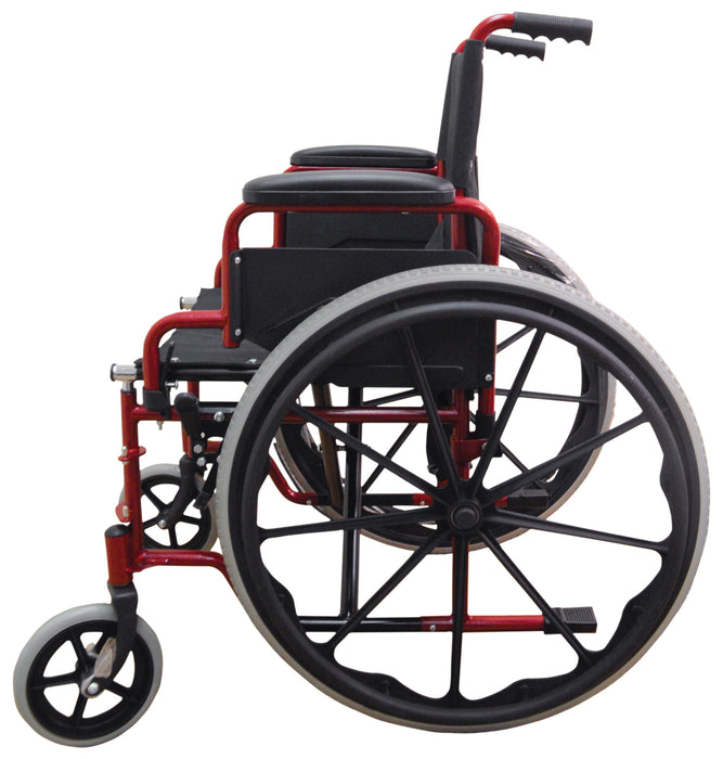 Self Propelled Steel Transit Chair Red from Mobility 2 You - Mobility 2 You.