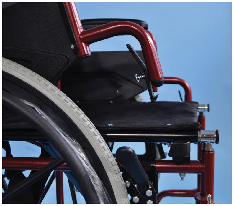 Self Propelled Steel Transit Chair Red from Mobility 2 You - Mobility 2 You.