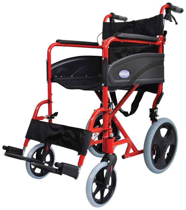 Compact Transport Aluminium Red Wheelchair from Mobility 2 You - Mobility 2 You.