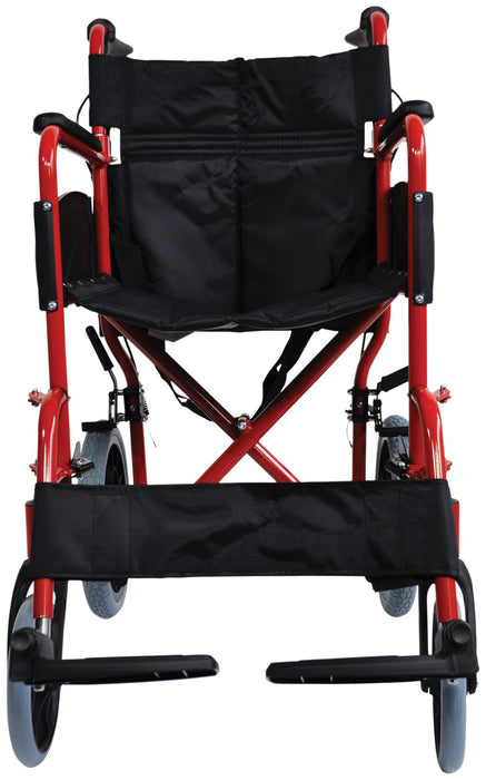 Compact Transport Aluminium Red Wheelchair from Mobility 2 You - Mobility 2 You.
