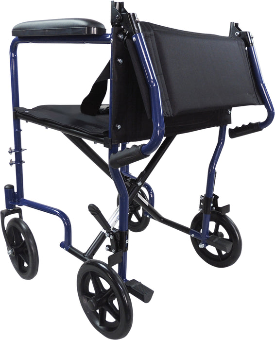 Steel Compact Transport Blue Wheelchair from Mobility 2 You - Mobility 2 You.