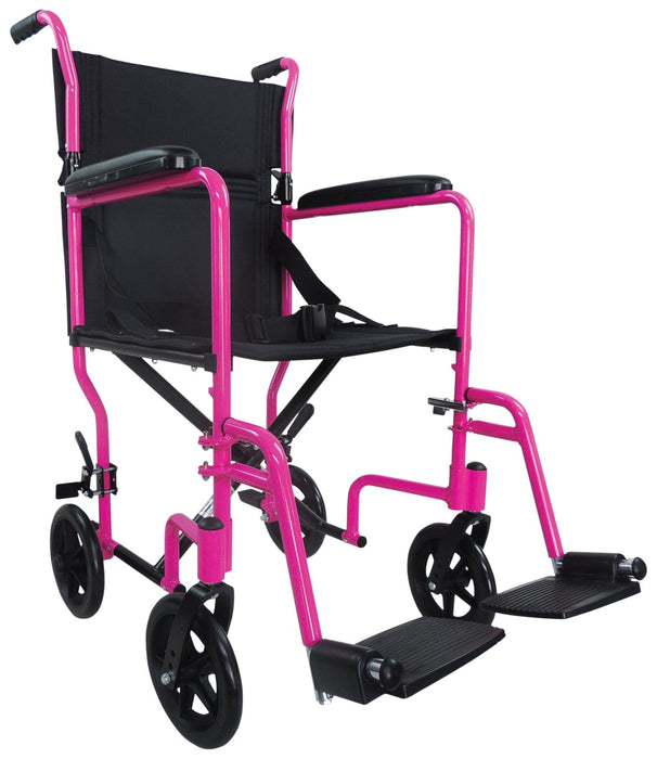 Aluminium Compact Transport Pink Wheelchair from Mobility 2 You - Mobility 2 You.