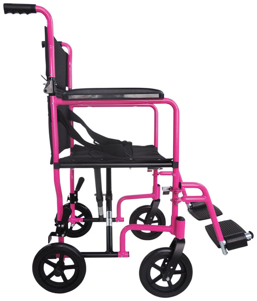 Aluminium Compact Transport Pink Wheelchair from Mobility 2 You - Mobility 2 You.