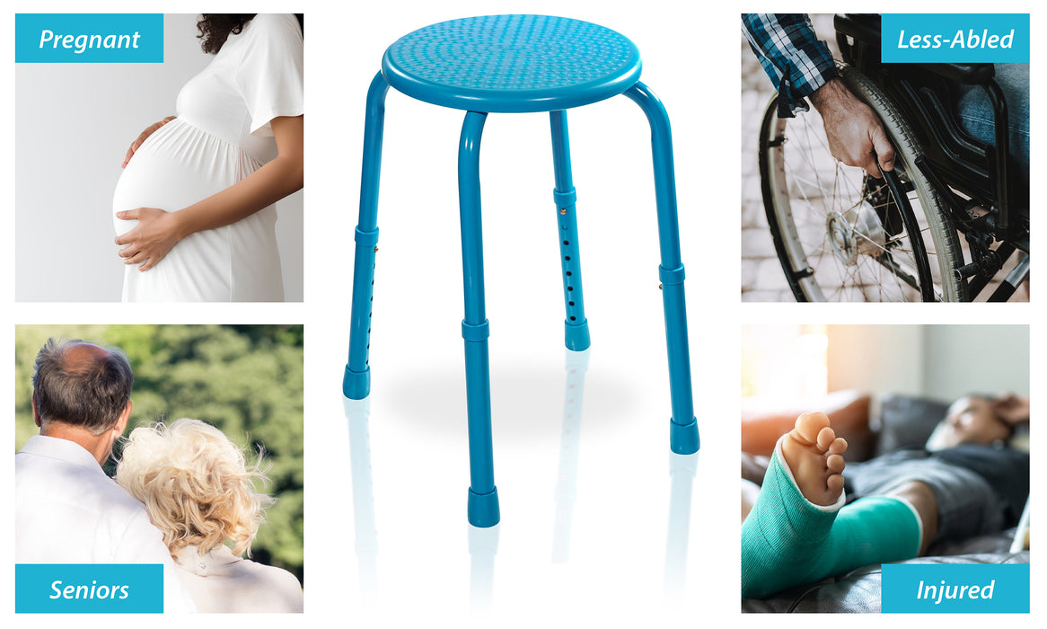 Multi-Purpose Adjustable Stool Blue from Mobility 2 You - Mobility 2 You.
