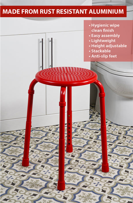 Multi-Purpose Adjustable Stool Red from Mobility 2 You - Mobility 2 You.