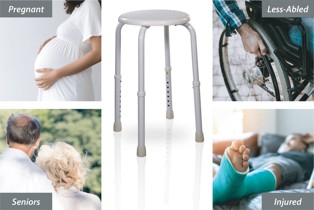 Multi-Purpose Adjustable Stool White from Mobility 2 You - Mobility 2 You.