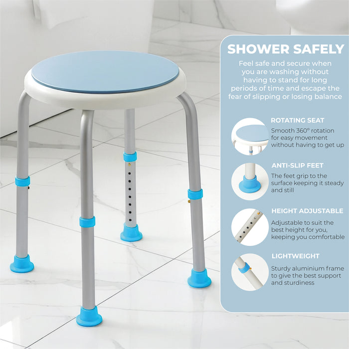 Bath Stool with Rotating Seat from Mobility 2 You - Mobility 2 You.