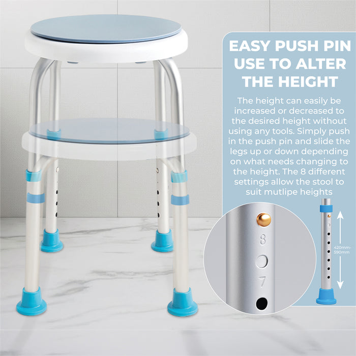 Bath Stool with Rotating Seat from Mobility 2 You - Mobility 2 You.