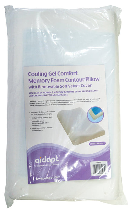 Cooling Gel Comfort Memory Foam Contour Pillow with Removable Soft Velvet Cover from Mobility 2 You - Mobility 2 You.