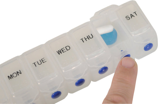 Deluxe Weekday Pill Dispenser with Push Button Release from Mobility 2 You - Mobility 2 You.