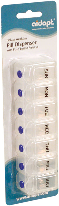 Deluxe Weekday Pill Dispenser with Push Button Release from Mobility 2 You - Mobility 2 You.
