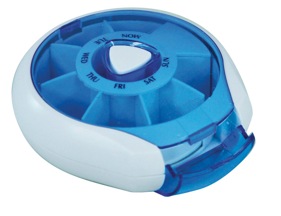 Compact Weekday Pill Dispenser Blue from Mobility 2 You - Mobility 2 You.