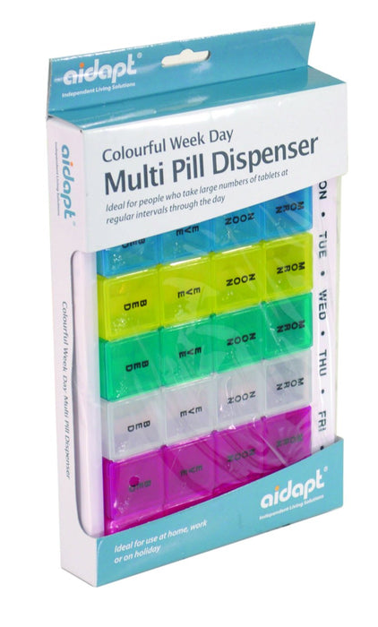 Colourful Week Day Multi Pill Dispenser from Mobility 2 You - Mobility 2 You.